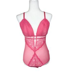 RACHEL Rachel Roy Bodysuit Pink Padded Women Extra Large High Cut Teddy